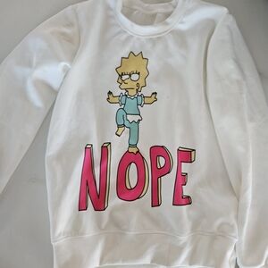 White Graphic Sweater with Pink Accents